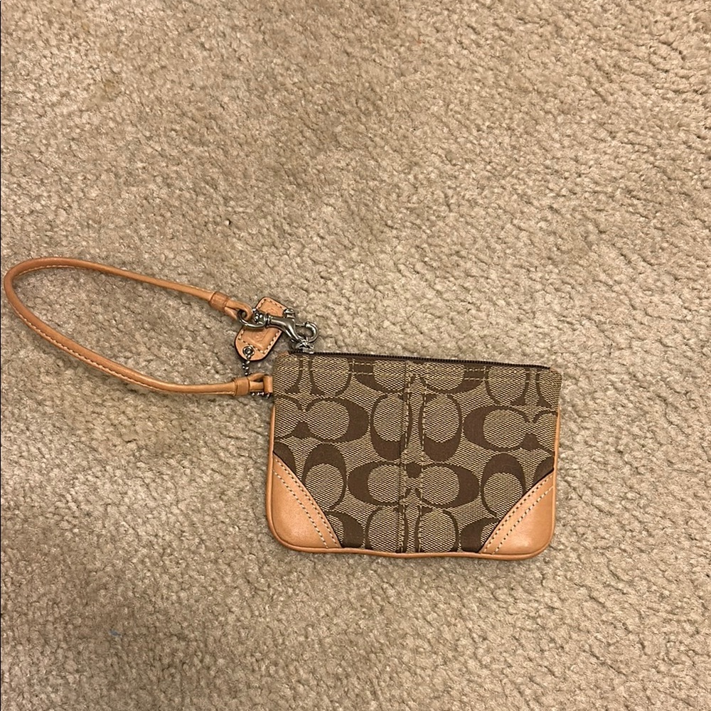Coach Brown and Tan Monogram Clutch